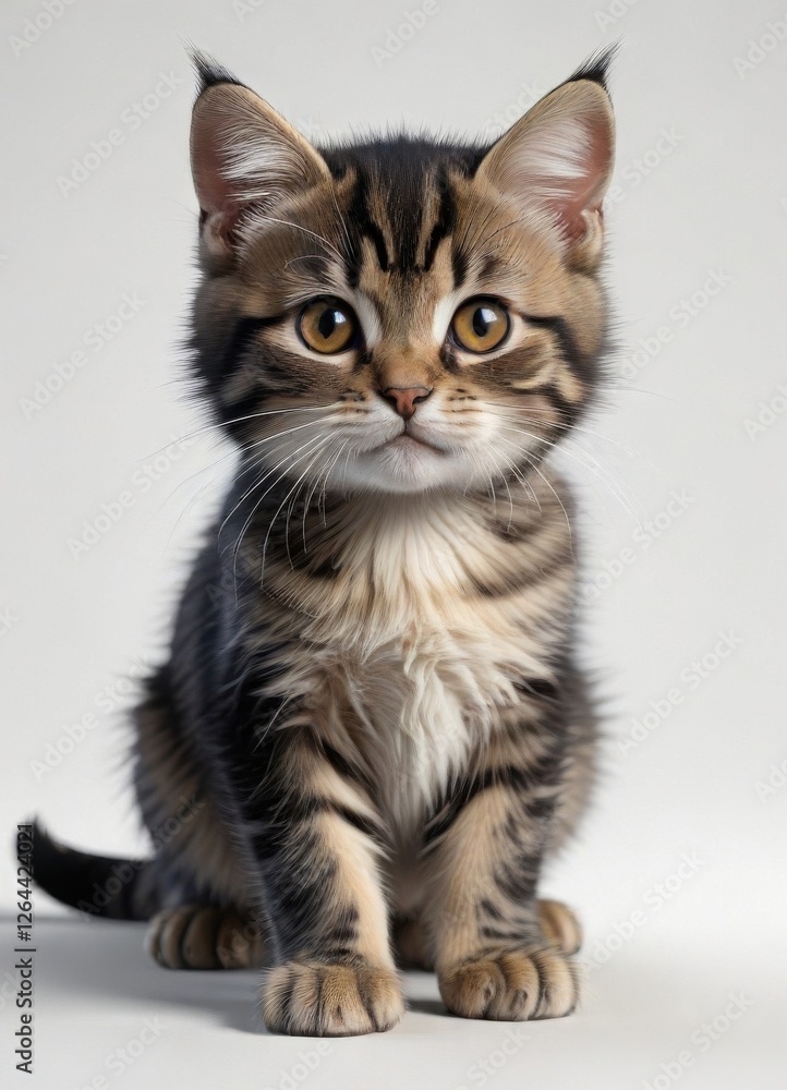 Whiskered feline with black fur and a paw print on white background , cats, wildlife Whiskered feline with black fur and a paw print on white background , cats, wildlife