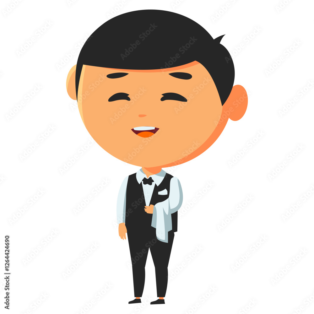 Cartoon Illustration of a Smiling Waiter, Design Inspiration, Vector, Template, Object Cartoon Illustration of a Smiling Waiter, Design Inspiration, Vector, Template, Object