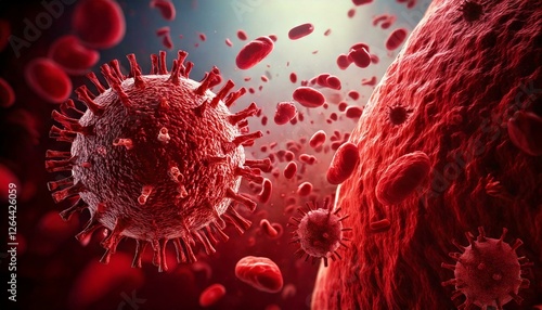 Virus invasion blood cells under attack in a microscopic world of disease