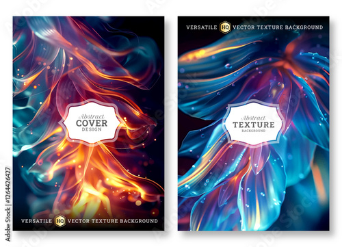 Abstract flyer template, business brochure template, glowing smoke floral art, wedding invitation template, universal background, versatile vector background, creative brochure template, invitation