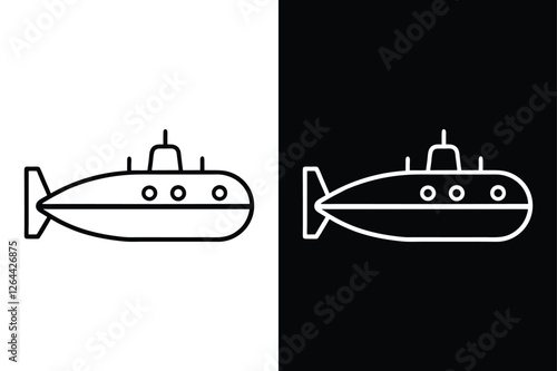 Submarine Line Art. Elegant Vector Illustration
