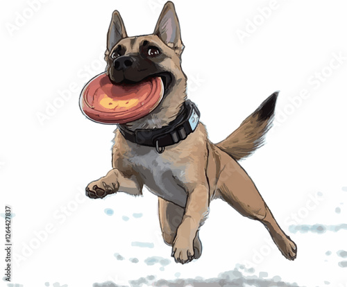 Belgian malinois catches frisbee
