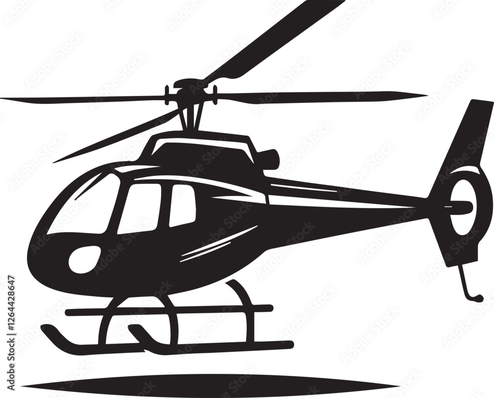 A simple helicopter silhouettes vector style with white background A simple helicopter silhouettes vector style with white background