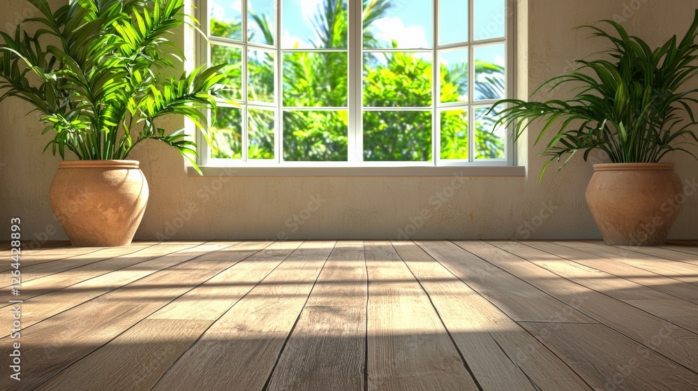 Fototapeta premium Warm interior design rustic floors and natural light