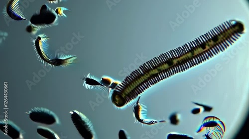 Indepth exploration and examination of diverse aquatic microorganisms and their larvae