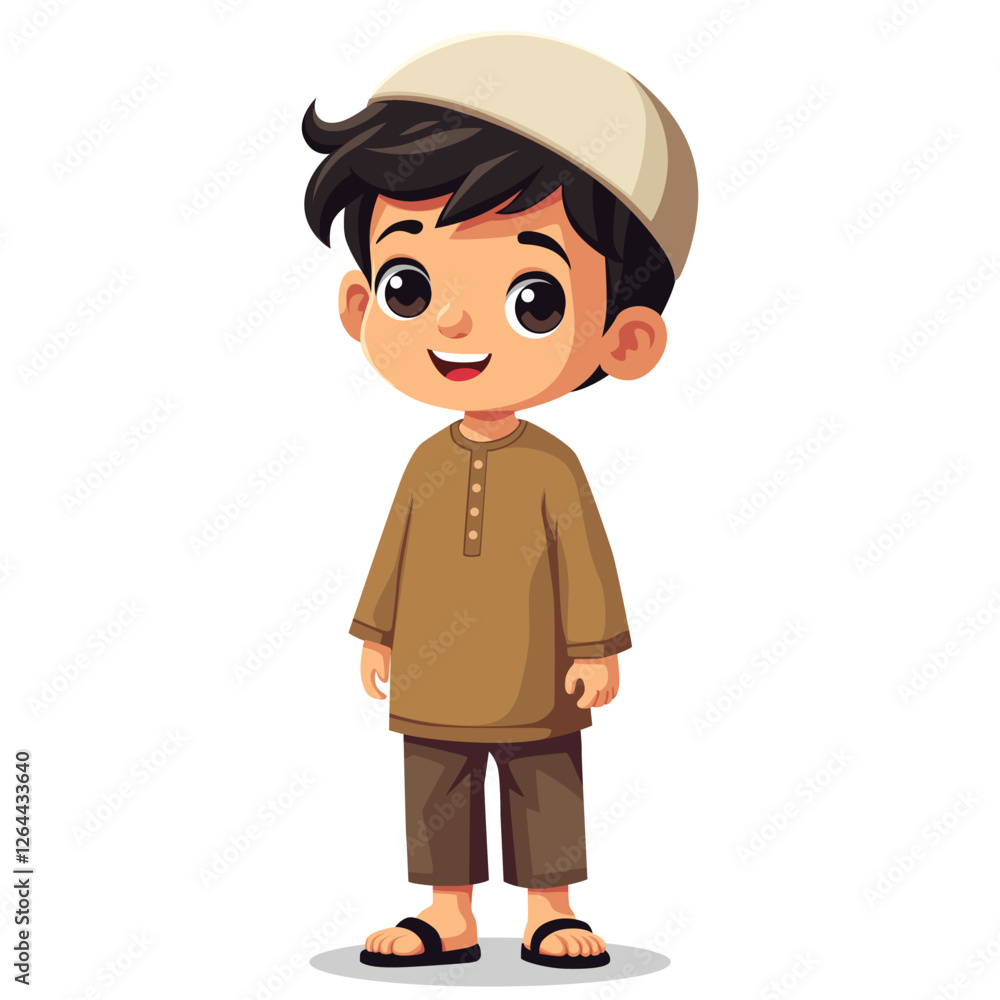 cartoon illustration cute islamic boy vector design cartoon illustration cute islamic boy vector design