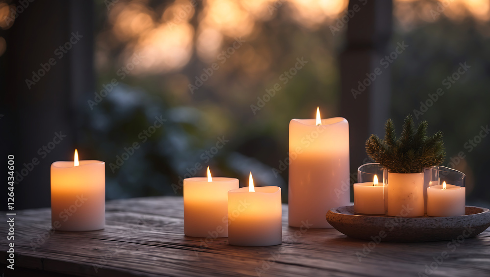 Serene and Cozy Scene with a Gentle Candlelight Glow Creating a Peaceful Mood Serene and Cozy Scene with a Gentle Candlelight Glow Creating a Peaceful Mood