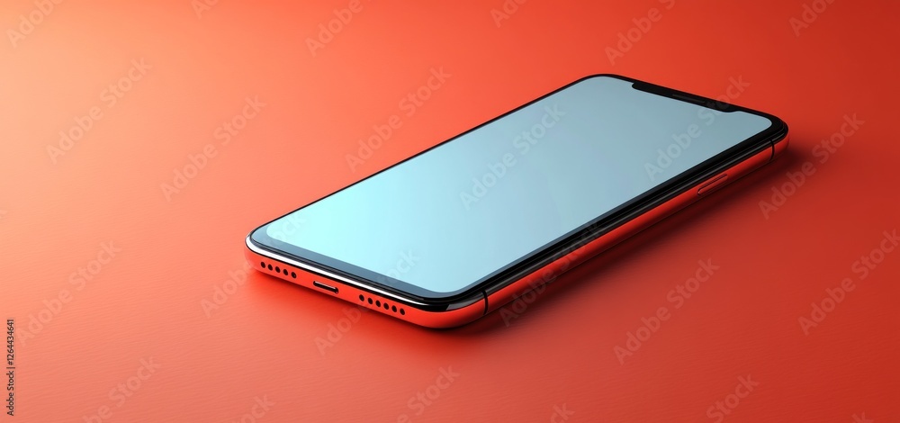 Modern Smartphone on Red Background: A Minimalist Product Shot