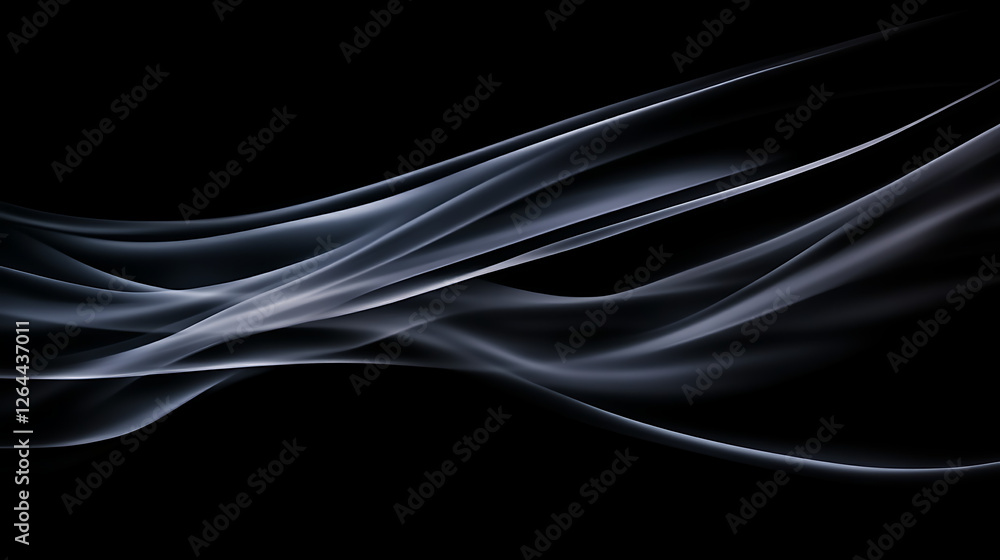 Obraz premium Abstract Swirling Smoke Waves on Black Backdrop Subtle Ethereal Lines and Curves Creative Design Element