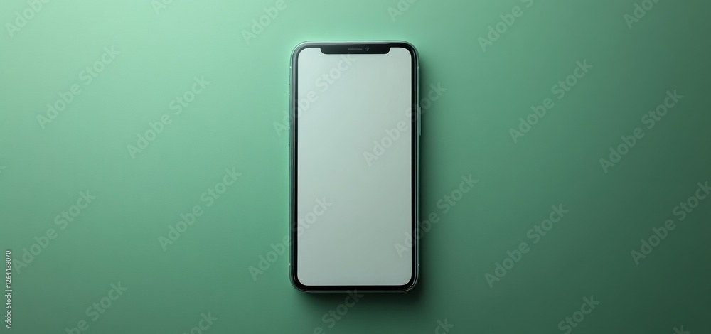 Smartphone Mockup: Modern Device on Green Background Smartphone Mockup: Modern Device on Green Background