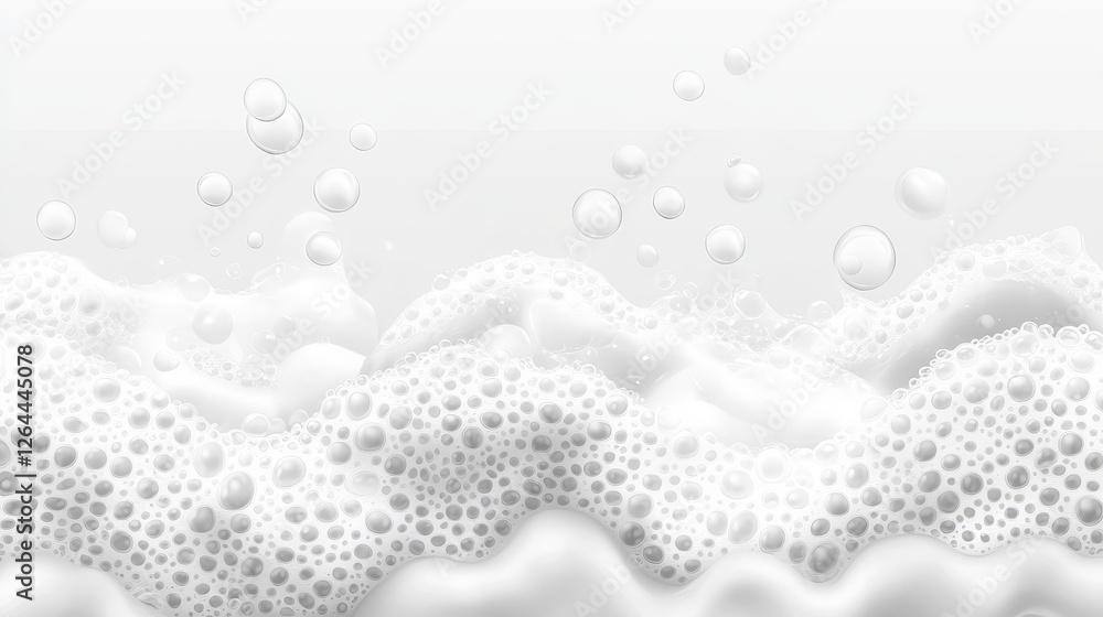 Foam frame, white beer or soap froth horizontal border with bubbles texture, foamy sea or ocean wave, laundry cleaning detergent spume isolated on transparent background, realistic 3d vector mockup Foam frame, white beer or soap froth horizontal border with bubbles texture, foamy sea or ocean wave, laundry cleaning detergent spume isolated on transparent background, realistic 3d vector mockup