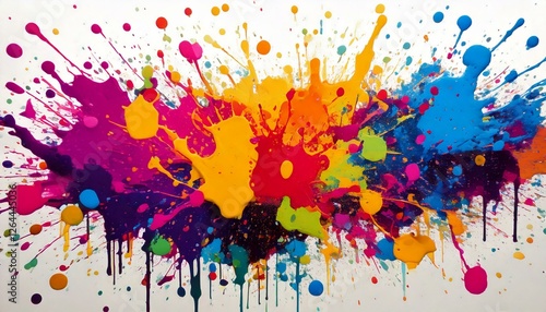 飛び散るカラフルでPOPな色のインク、しぶきの背景素材