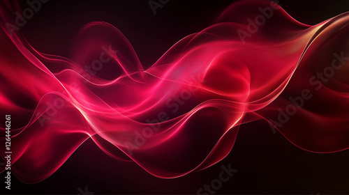 An artistic representation of soft flowing red waves, symbolizing passion and deep emotions, blending together in a captivating modern abstract style. photo