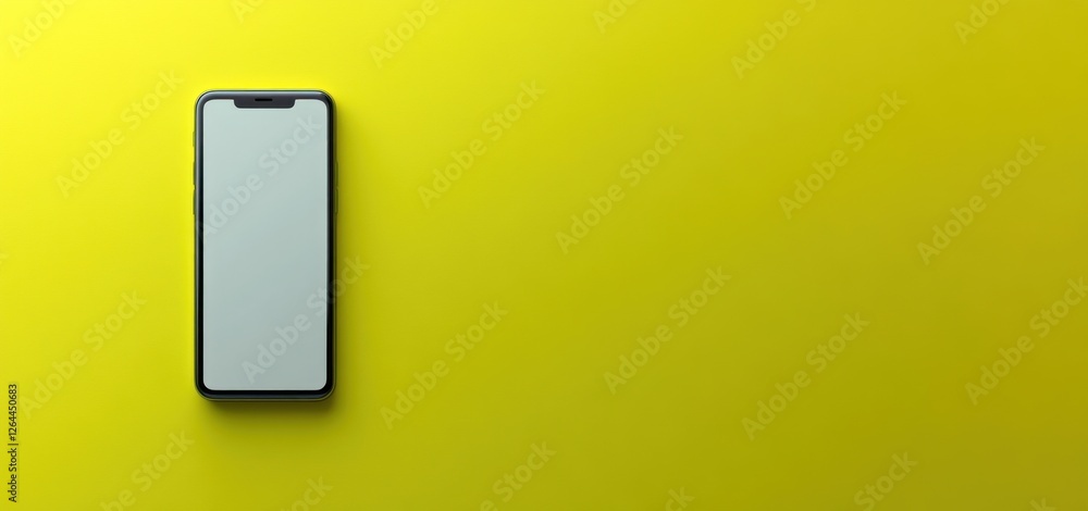 Smartphone Mockup on Yellow Background: Modern Technology and Minimalist Design Smartphone Mockup on Yellow Background: Modern Technology and Minimalist Design