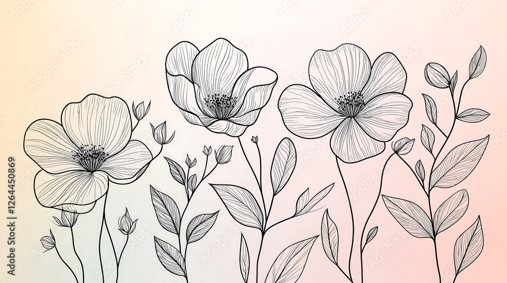 Hand-drawn flowers vector illustration for Spring. Hand-drawn flowers vector illustration for Spring.