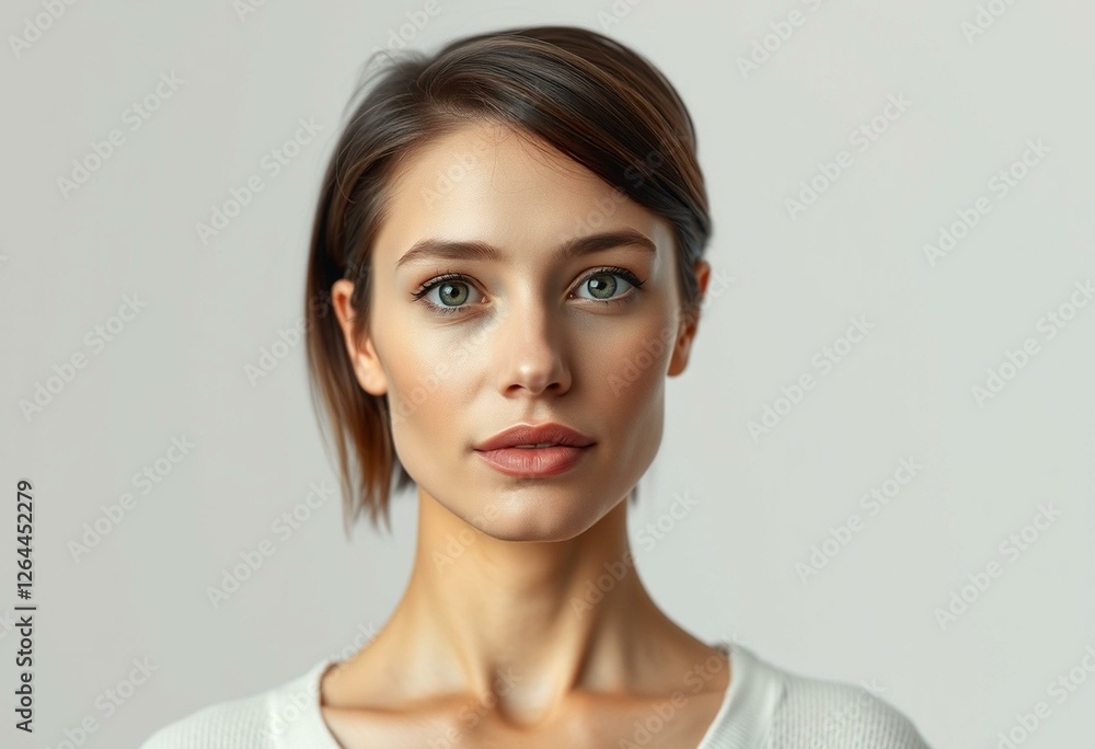 Photorealistic natural light portrait of a woman with masculine features Photorealistic natural light portrait of a woman with masculine features
