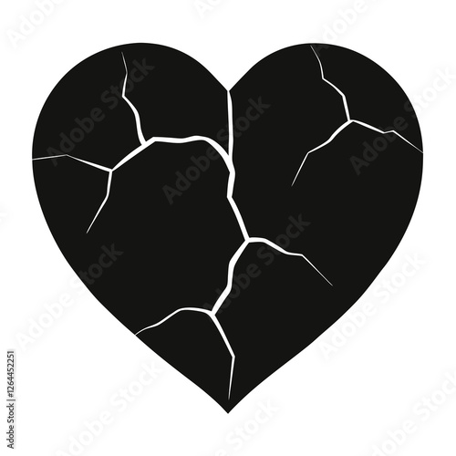 silhouette vector of cracked heart shape