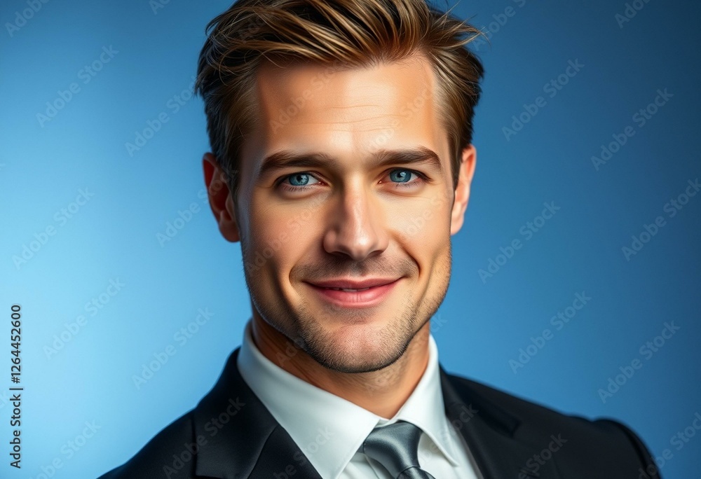 Glamorous man portrait with chiseled features and subtle gradient background Glamorous man portrait with chiseled features and subtle gradient background