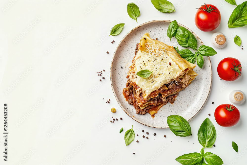 Gourmet Lasagna Slice with Fresh Basil Gourmet Lasagna Slice with Fresh Basil