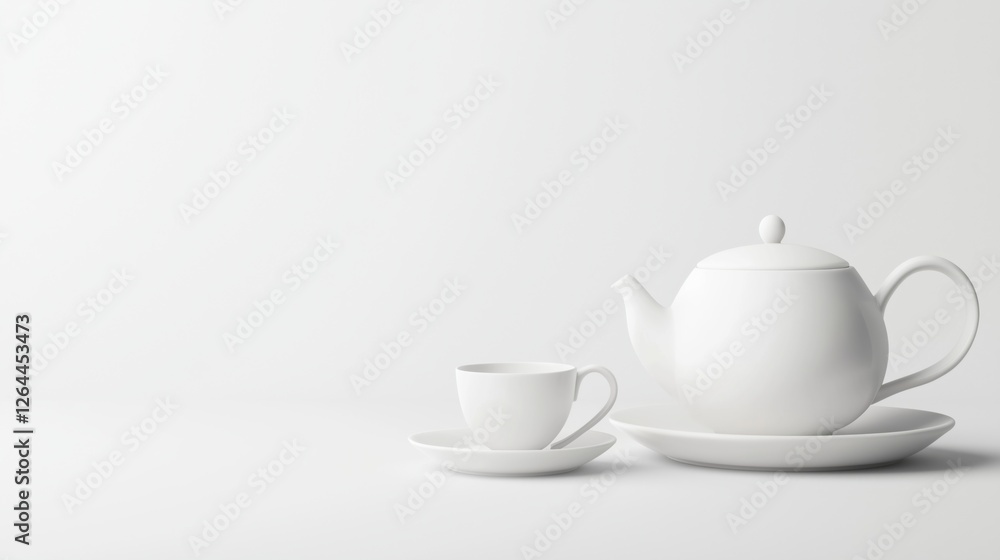 Minimalist Monochrome Tea Set with Clean Lines – Stock Image Minimalist Monochrome Tea Set with Clean Lines – Stock Image