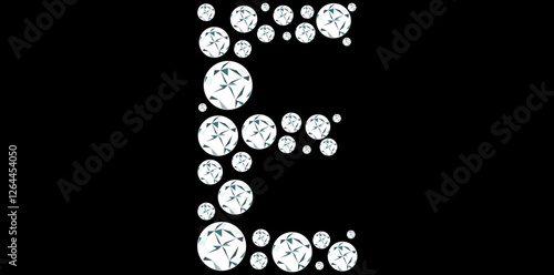 Silver Rhinestone Diamonds Alphabet Letter E Luxury Text Design Vector Illustration.	