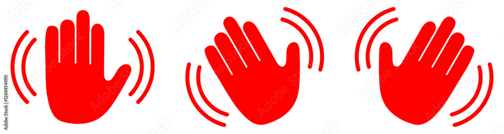 Obraz premium Set of Wave Hand Icon Hello Sign Symbol with Editable Strokes Vector Illustration