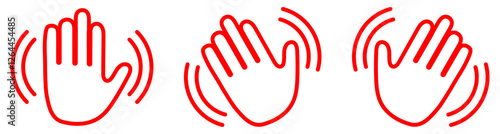 Set of Wave Hand Icon Hello Sign Symbol with Editable Strokes Vector Illustration