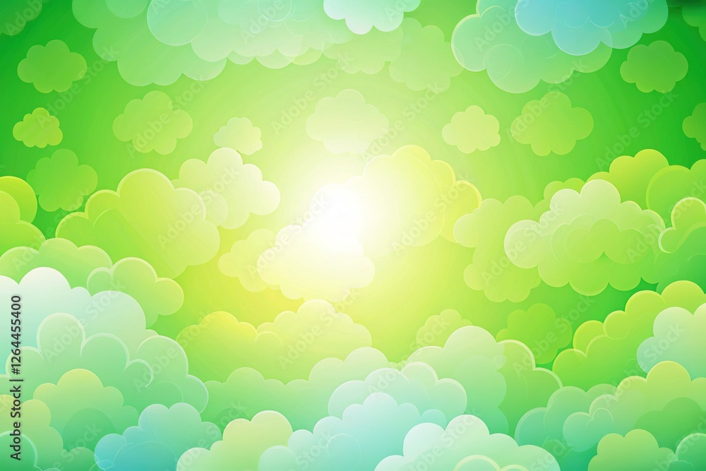Obraz premium Abstract Green Gradient Cloud Brush Stroke Background - Flat Style Design