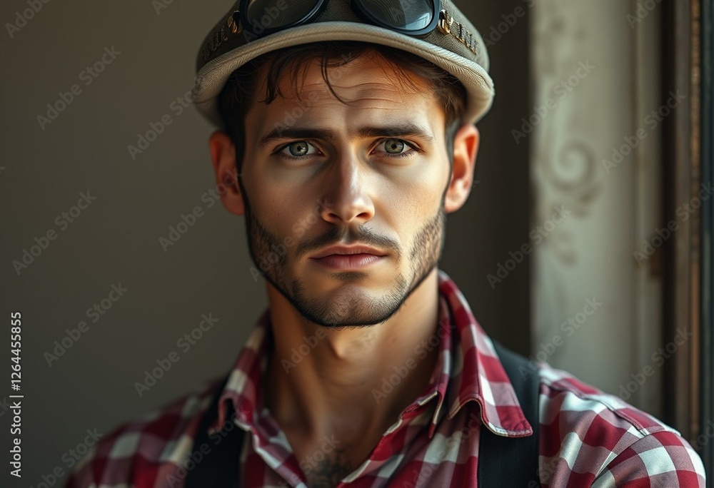 Retro style portrait of a man in natural light Retro style portrait of a man in natural light