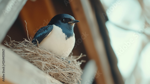 Peaceful Bird on Nest: A sm...