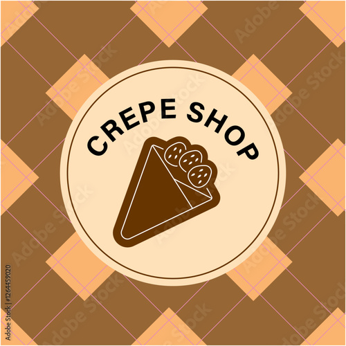 クレープ店のロゴやグッズに最適なイラストレーションです