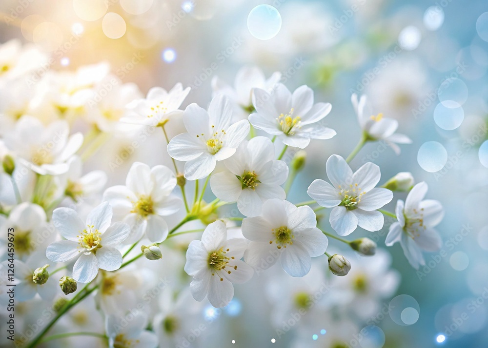 Obraz premium Elegant White Flowers on Soft Blurred Background - Stock Photo