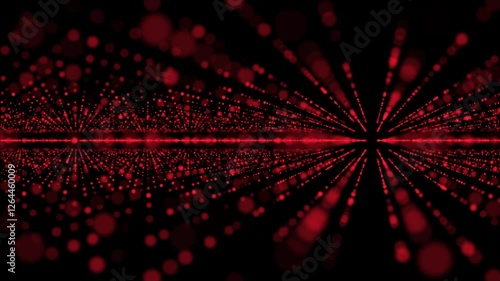 Big data visualization. Abstract futuristic infinite flow of scientific data. Network structure of an array of red dot points. Outer space Animated background with Trapcode Form.