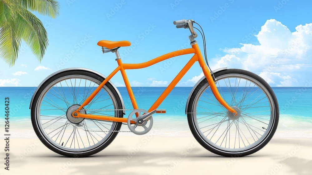 Fototapeta premium Summer Beach Cruiser Bicycle Ride Coastal Cycling Scene