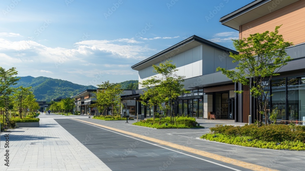 Serene and Slow-Paced Street Scene in the Countryside with Trees Serene and Slow-Paced Street Scene in the Countryside with Trees