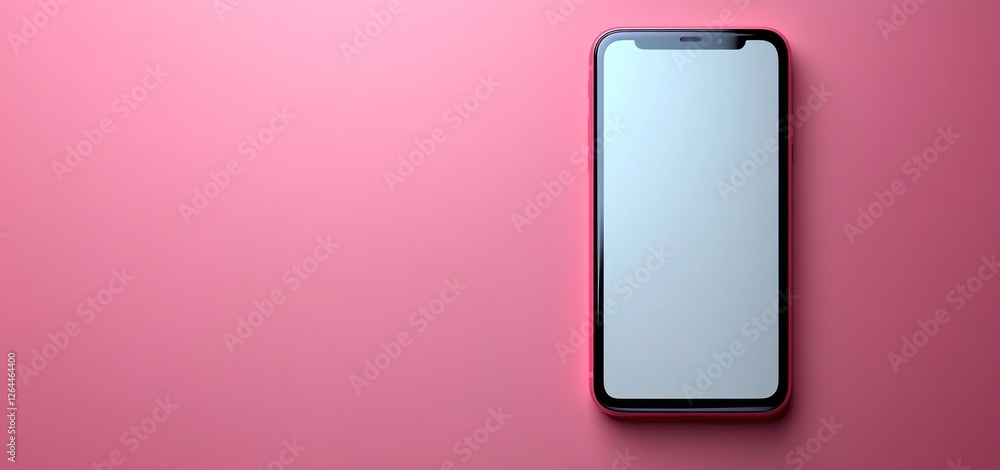 Pink Smartphone Mockup on Pink Background: Modern Technology and Minimalist Design Pink Smartphone Mockup on Pink Background: Modern Technology and Minimalist Design