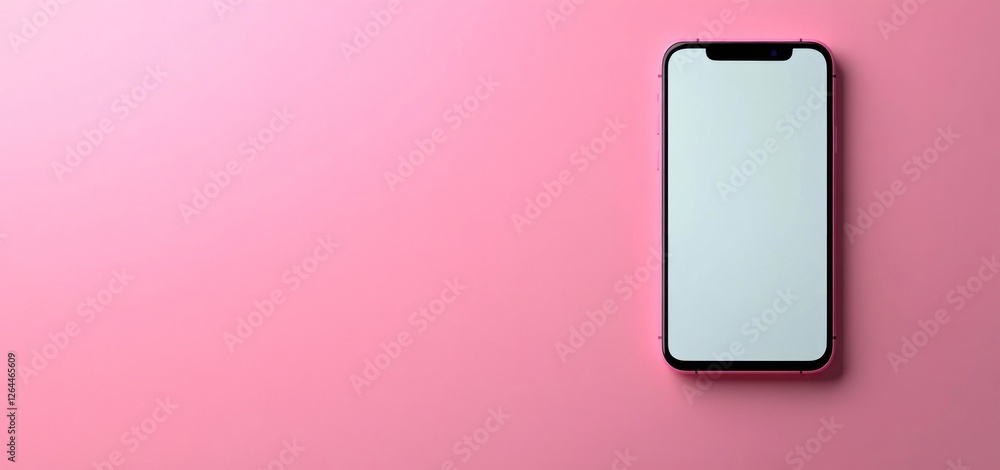 Pink Smartphone Mockup on Pink Background: Minimalist Phone Display Pink Smartphone Mockup on Pink Background: Minimalist Phone Display