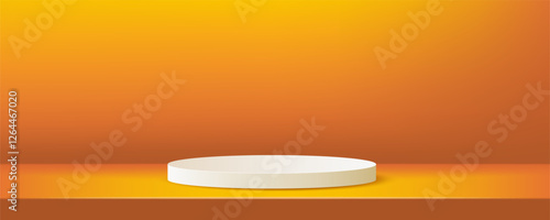 Minimalist vector stage. Orange scene with white 3d podium
