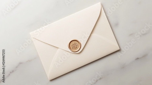 an elegant wedding invitation envelope sealed with a wax seal