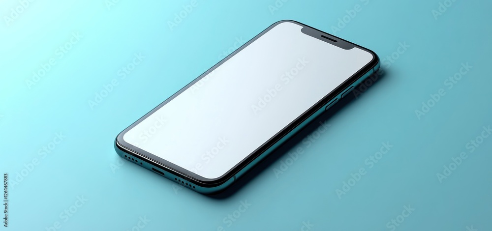 Modern Smartphone Mockup: Blank Screen on Teal Background Modern Smartphone Mockup: Blank Screen on Teal Background