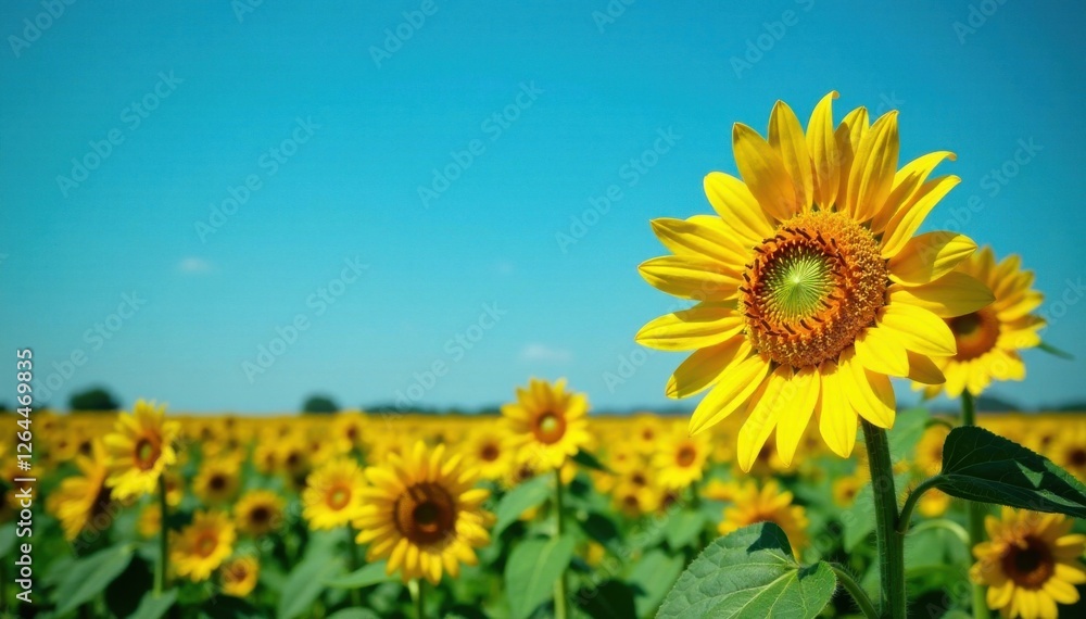 Yellow sunflowers in a field of blue , blue sky, sunflowers, blooms Yellow sunflowers in a field of blue , blue sky, sunflowers, blooms