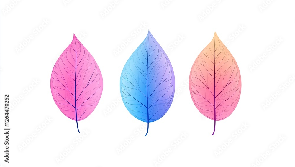 Obraz premium Colorful gradient leaves on white background