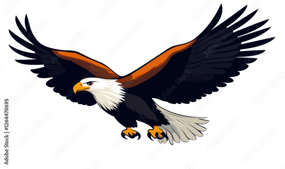 Fototapeta premium Minimalist Flying Eagle Logo Design in Flat SVG Vector Style