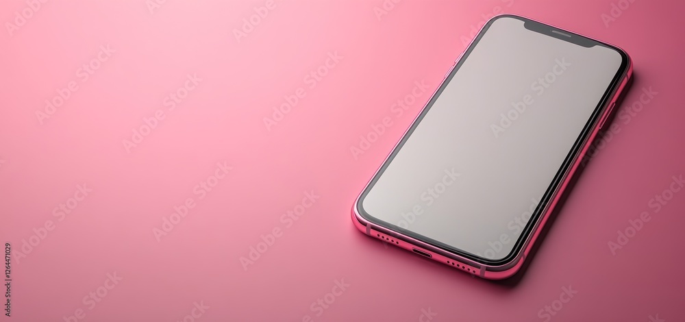 Pink Smartphone Mockup on Pink Background: Modern Technology and Minimalist Design Pink Smartphone Mockup on Pink Background: Modern Technology and Minimalist Design