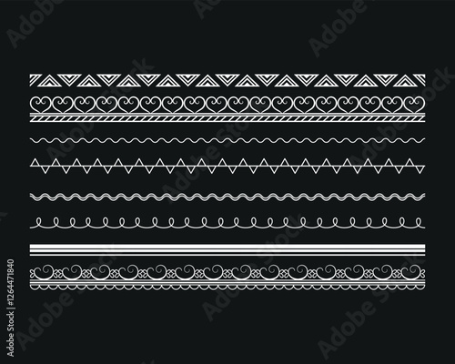 Scallop edge lace borders and dividers for frames or frill ribbons, vector ornament. Scallop pattern laces and vintage floral border silhouette for ornate lacework. Decorative seamless ornament border