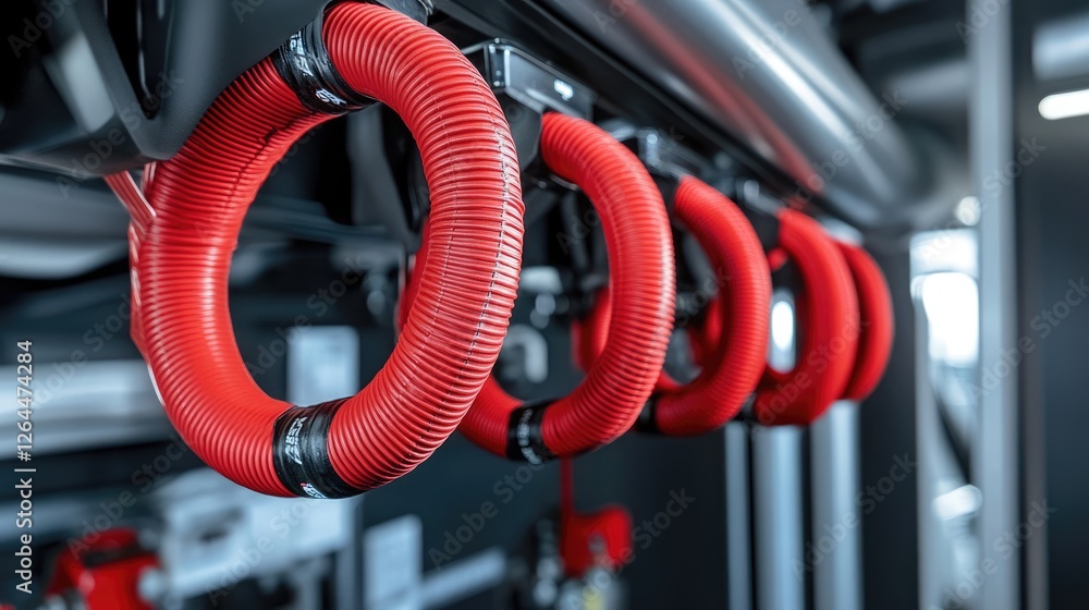 Cooling system hoses with protective sleeves installed Cooling system hoses with protective sleeves installed
