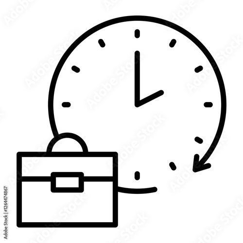 Icon for working hours. A clock and a bag.