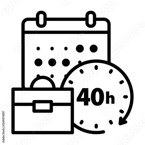 An icon of 40 working hours per week.