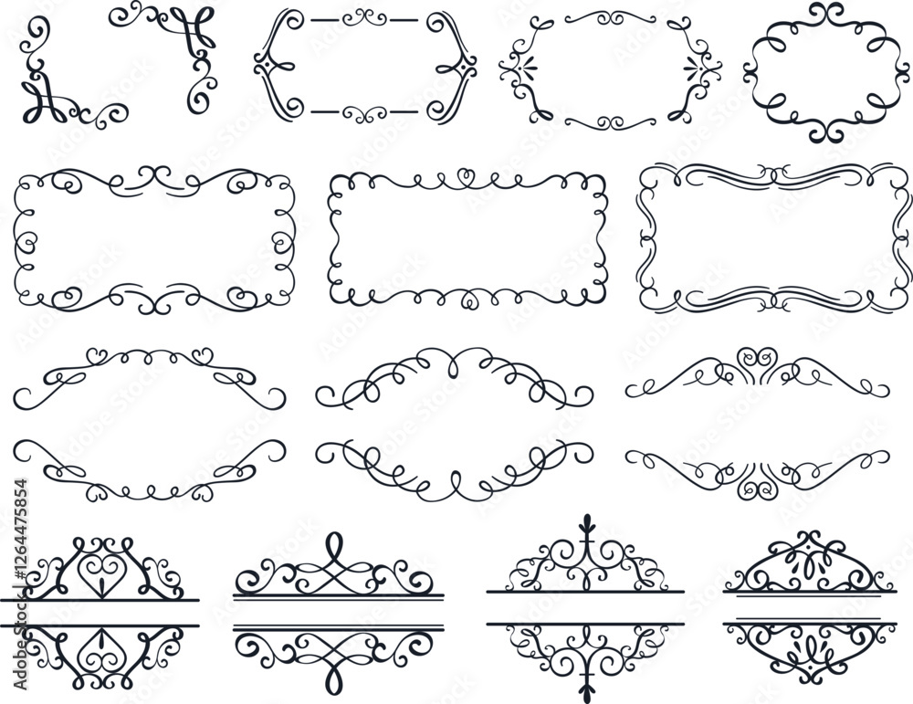Premium Gold vintage baroque frame scroll ornament engraving border floral retro pattern antique style acanthus foliage swirl decorative design element filigree calligraphy. Vintage frame design