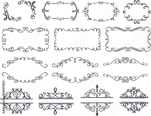 Premium Gold vintage baroque frame scroll ornament engraving border floral retro pattern antique style acanthus foliage swirl decorative design element filigree calligraphy. Vintage frame design